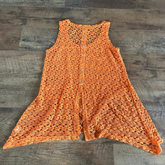 Women's Fever Orange Crochet Knit Tank Top M - Picture 8 of 10